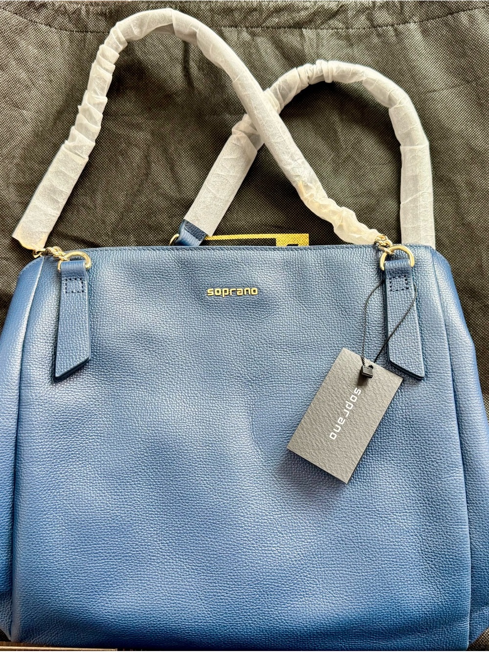 Soprano Navy Leather Tote Bag - Elegant Women’s Handbag with matching wallet